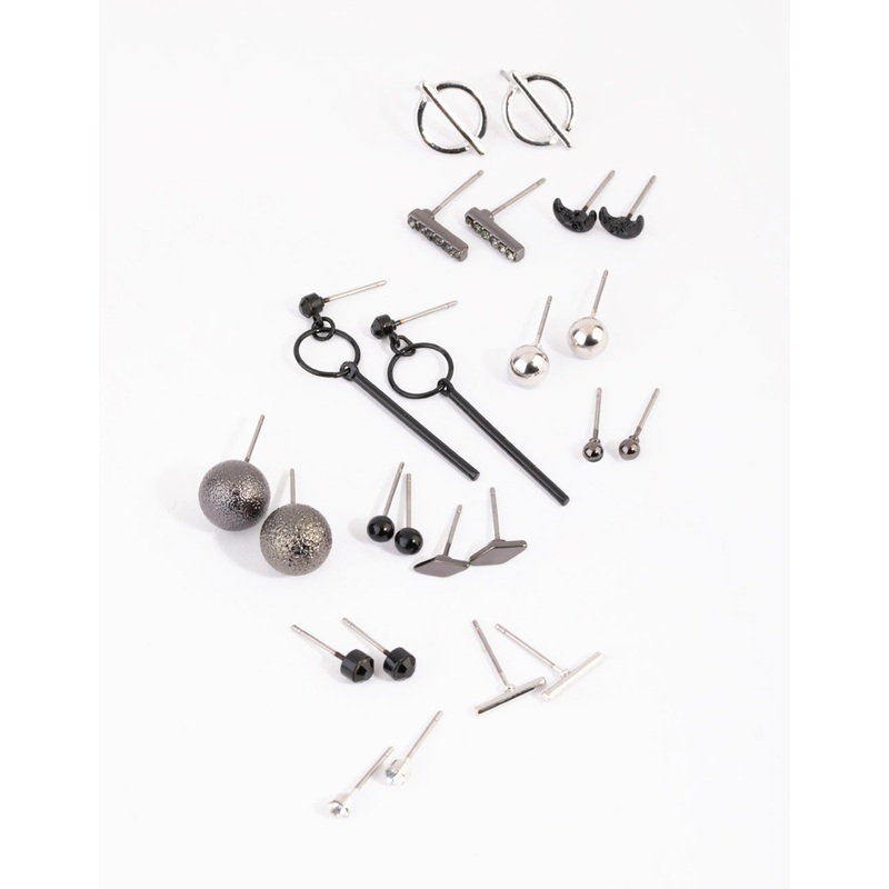 Mixed Metal Edgy Stud Earrings