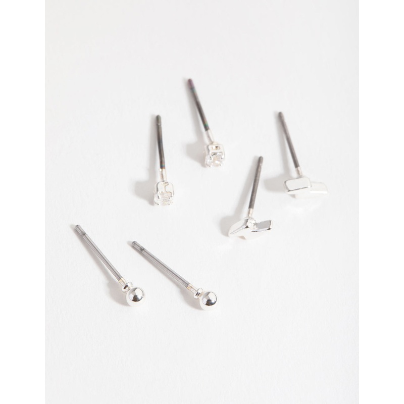 Silver Bolt & Diamante Earrings