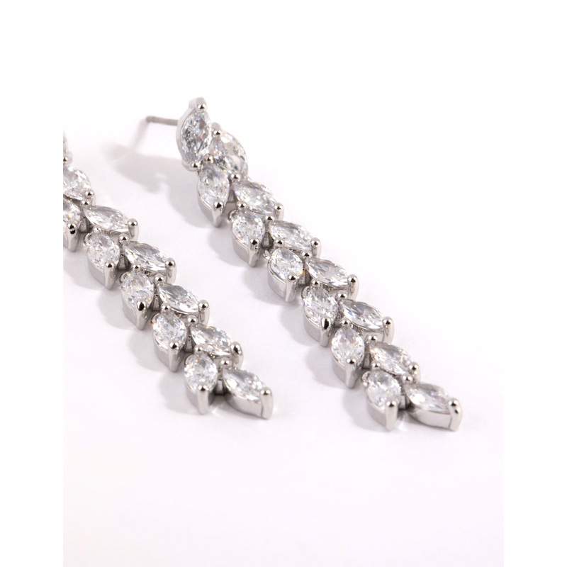 Silver Cubic Zirconia Marquise Drop Earrings