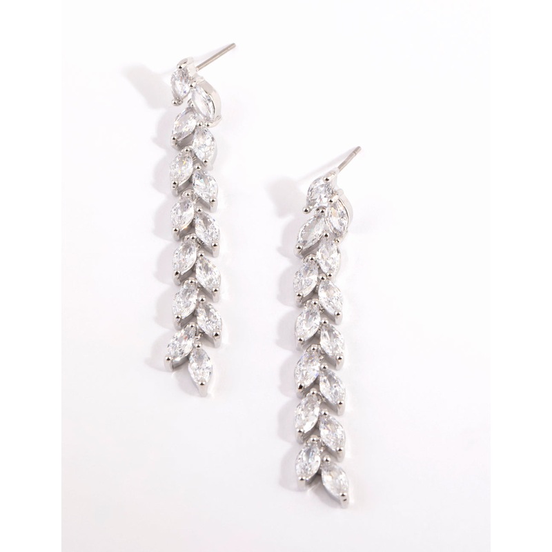 Silver Cubic Zirconia Marquise Drop Earrings