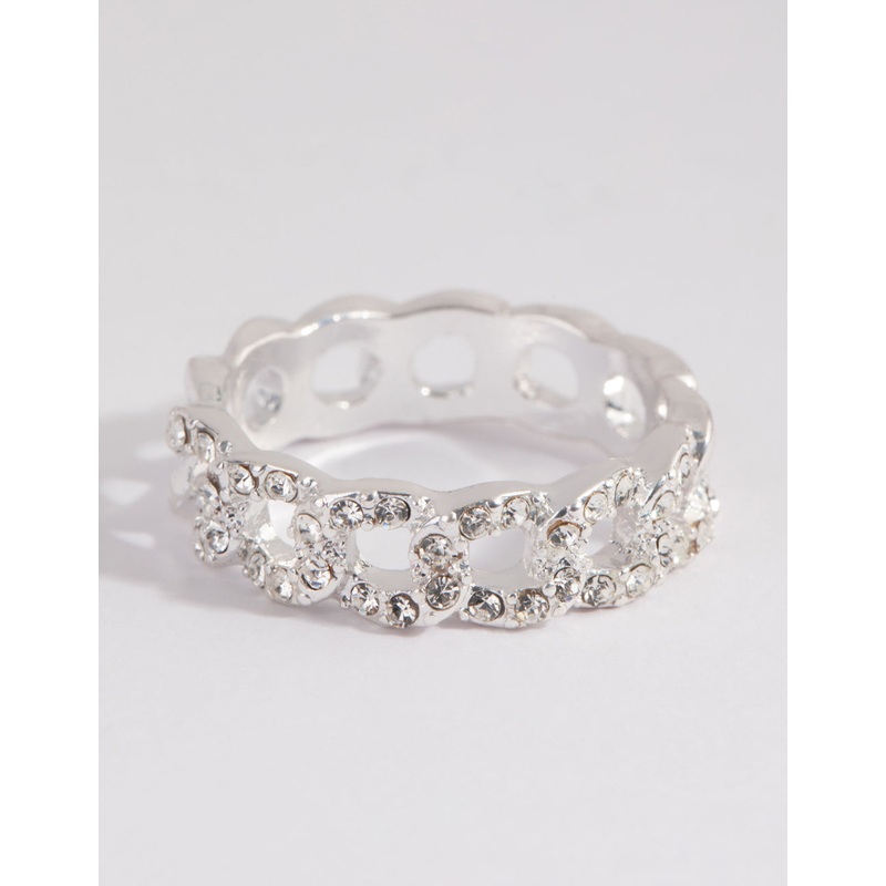 Silver Diamante Link Ring|SM|ML