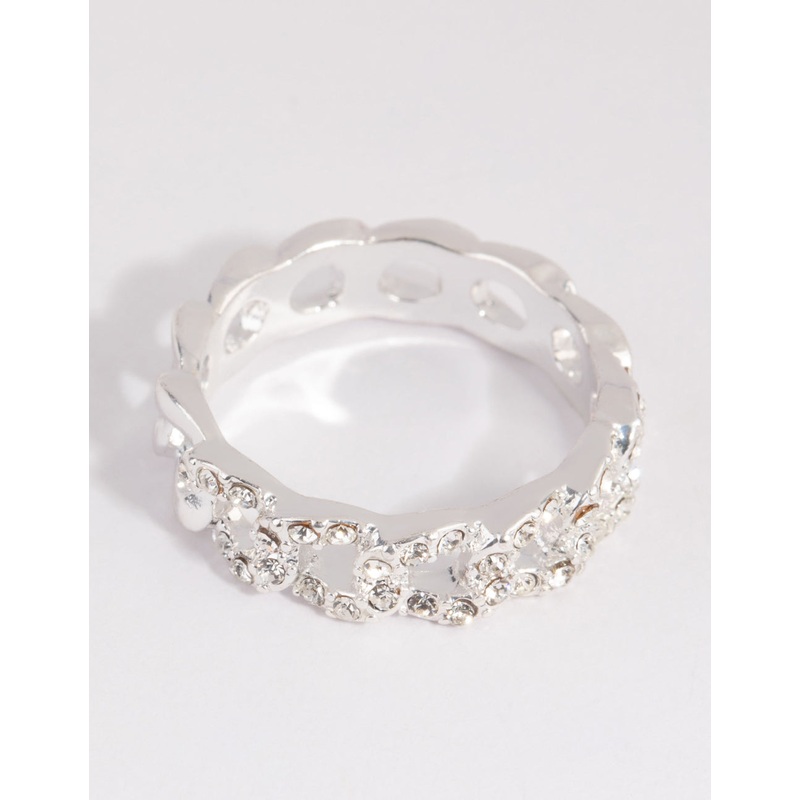 Silver Diamante Link Ring|SM|ML