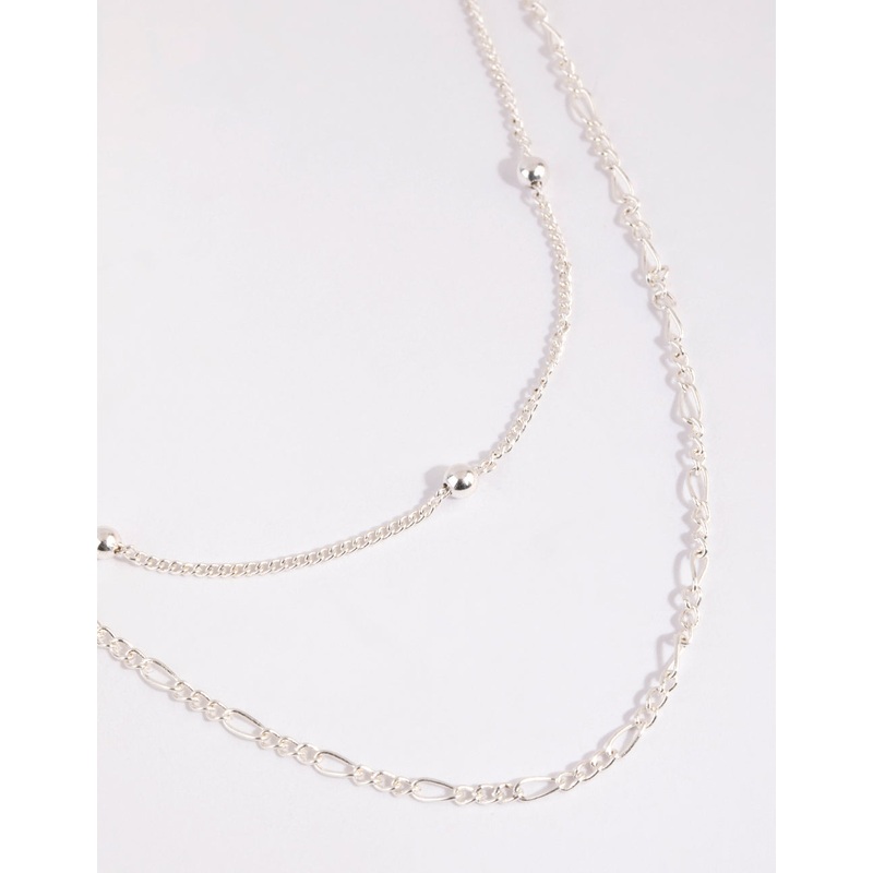 Silver Figaro Layered Necklace