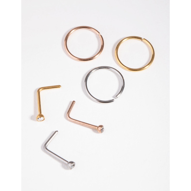 5mm Thick Nose Ring 6-Pack