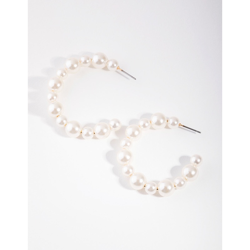 Beaded Pearl Hoop Earrings|Onesize