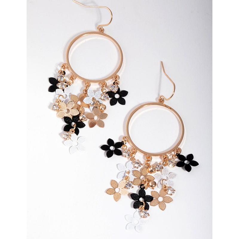 Gold Cascade Flower Drop Earrings
