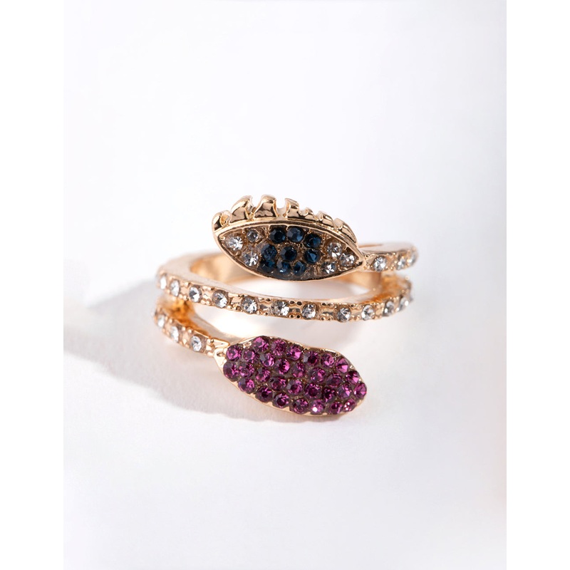 Gold Crystal Evil Eye Lips Rings