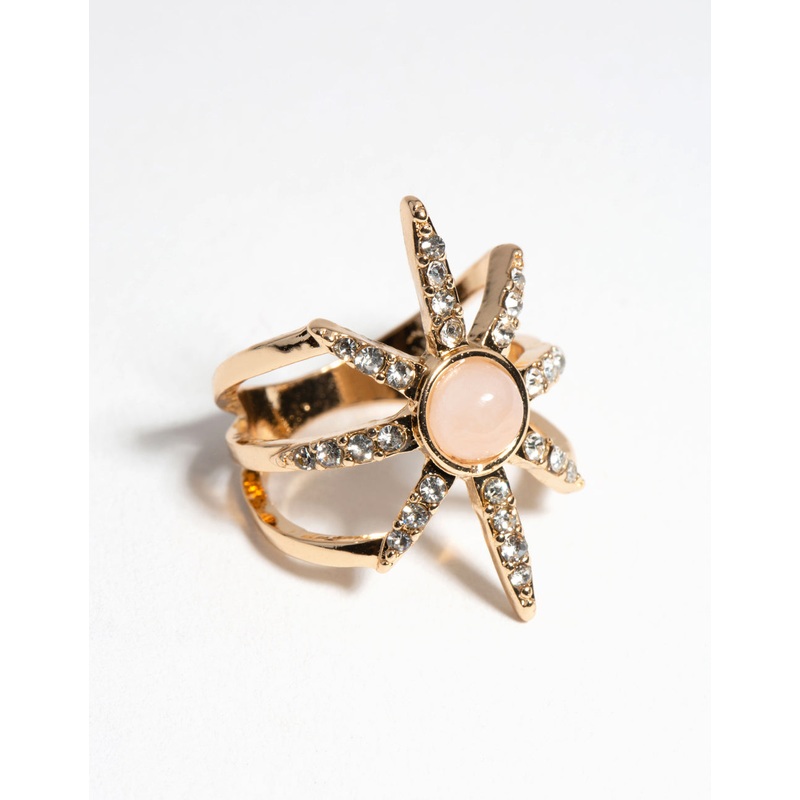 Gold Diamante Sun Burst Ring|SM|ML