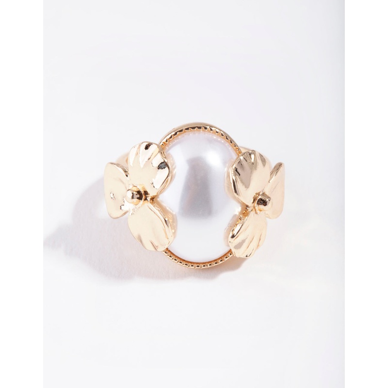 Gold Pearly Flower Ring|SM|ML
