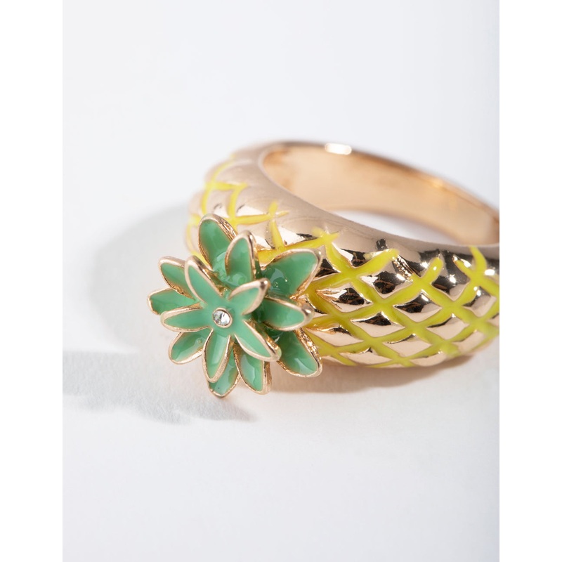 Gold Pineapple Band Ring|SM|ML