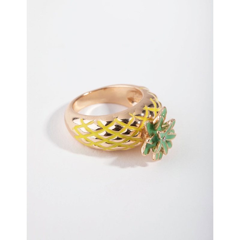 Gold Pineapple Band Ring|SM|ML