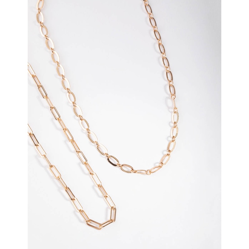 Gold Small Rectangle Chain Necklace