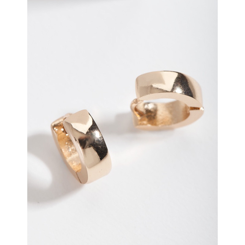 Gold 4mm Mini Thick Huggie Earrings