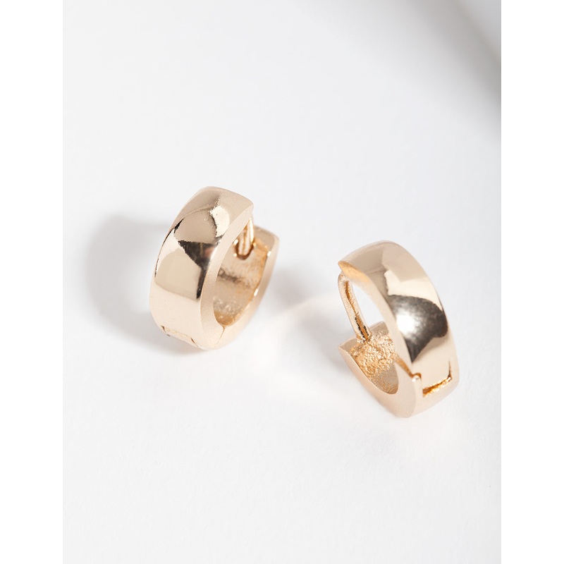 Gold 4mm Mini Thick Huggie Earrings