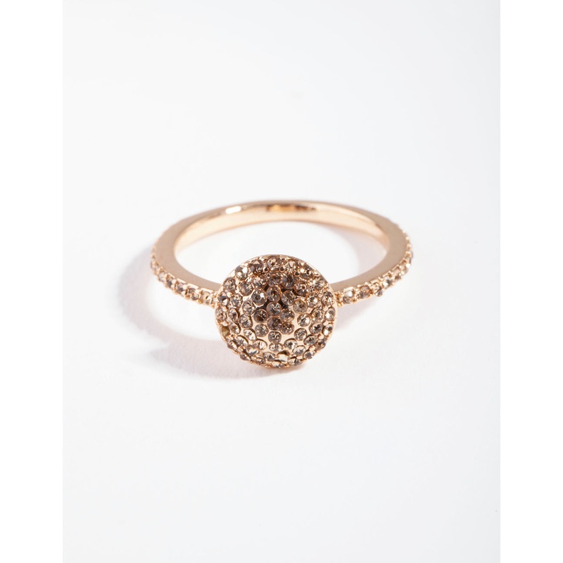 Gold Diamante Round Ring|SM|ML