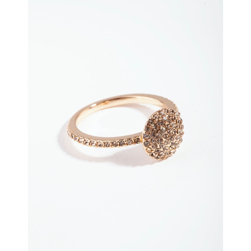 Gold Diamante Round Ring|SM|ML