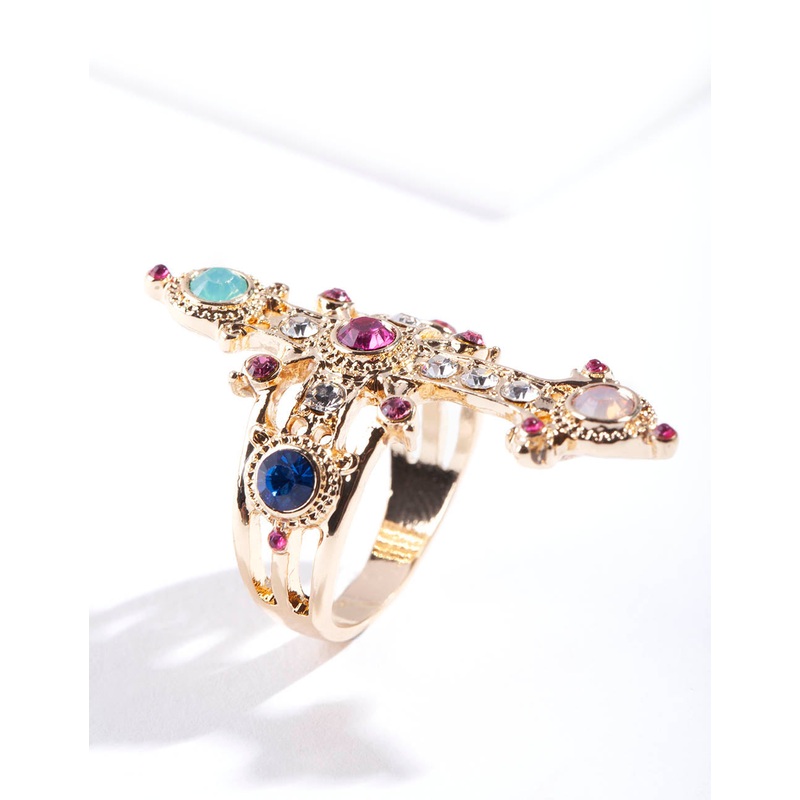 Gold Dolce Vita Cross Ring|SM|ML