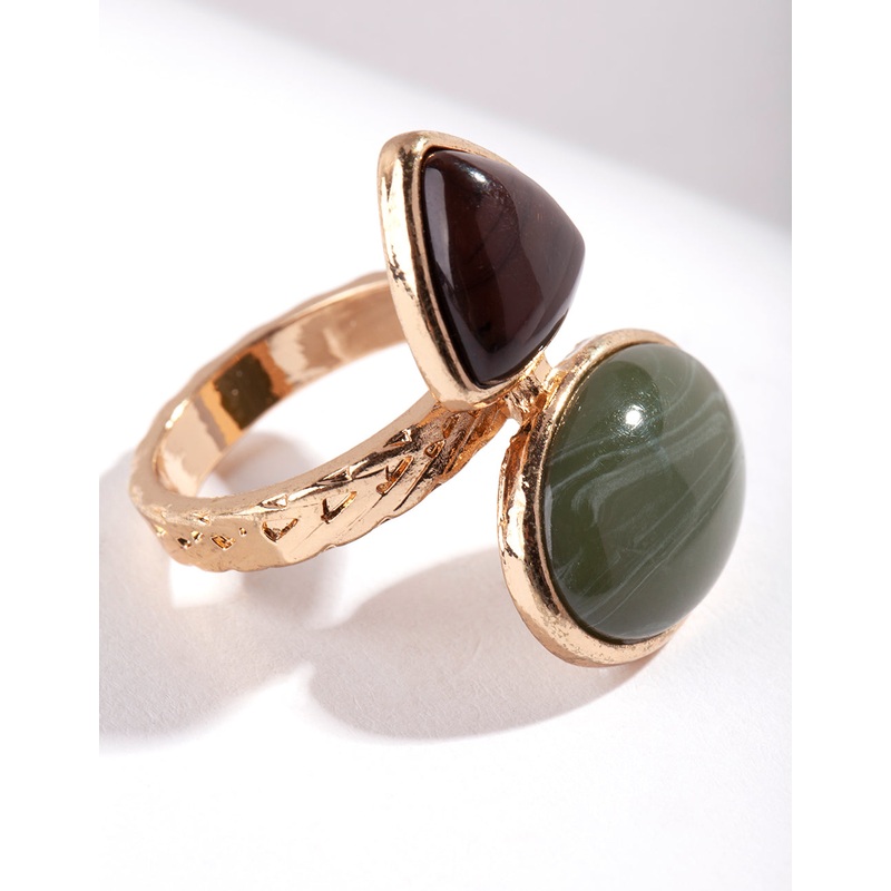 Gold Double Bubble Stone Ring|SM|ML
