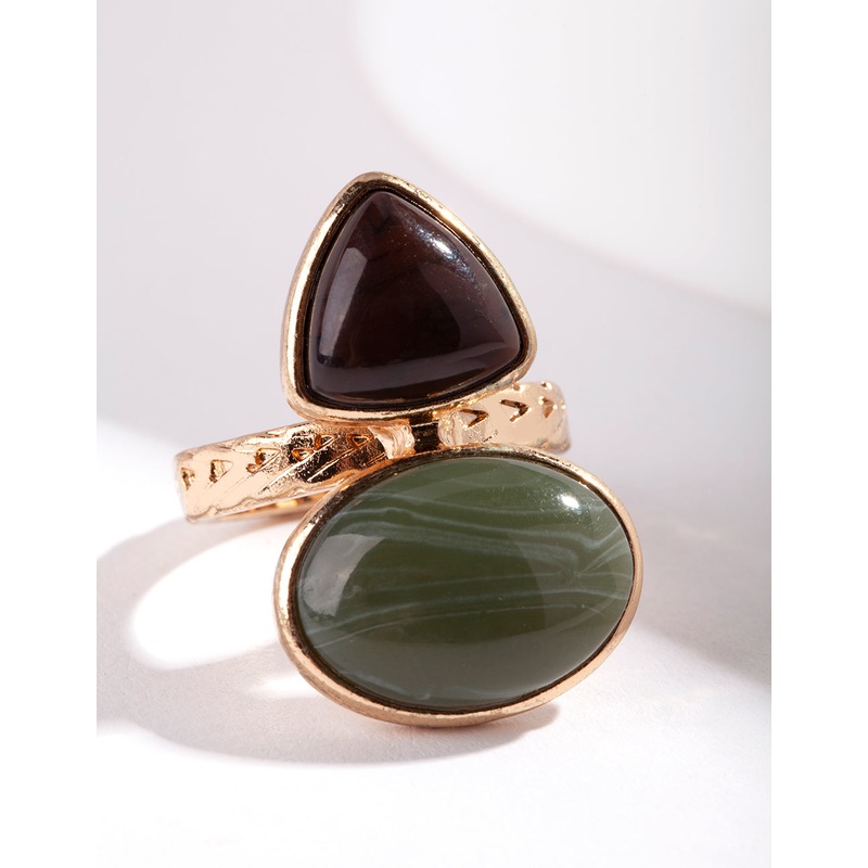 Gold Double Bubble Stone Ring|SM|ML