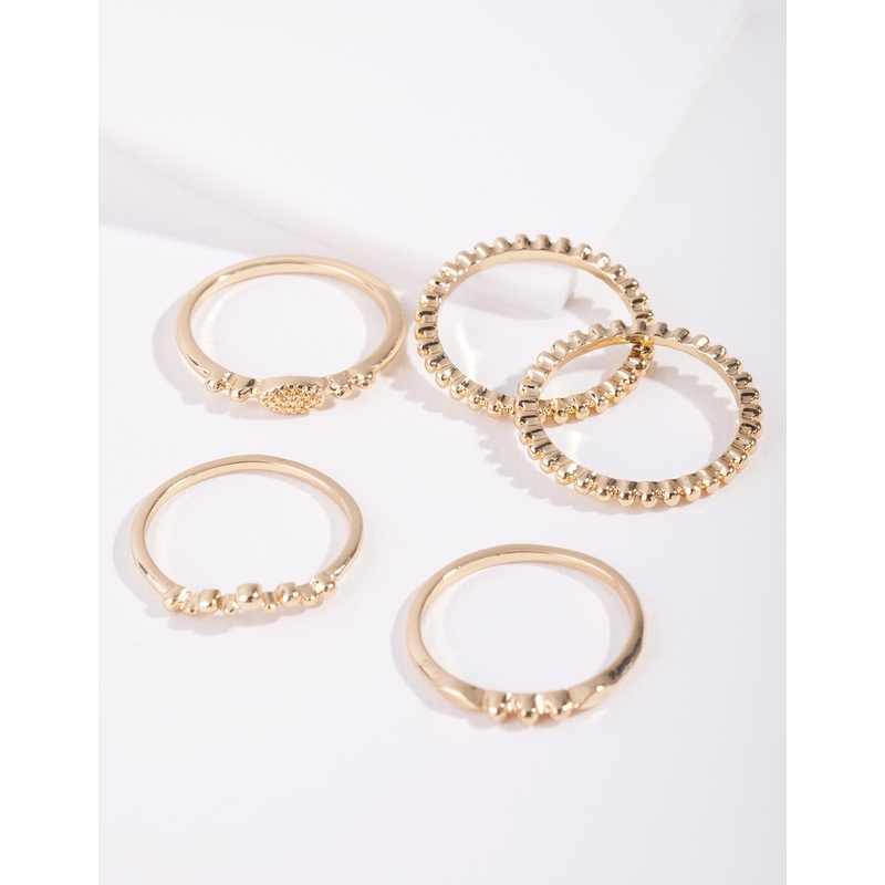 Gold Plated Fine Ring Stack 5-Pack