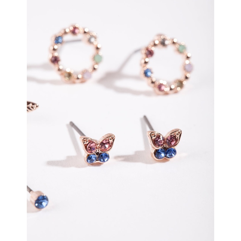 Rose Gold Butterfly Earring 5-Pack