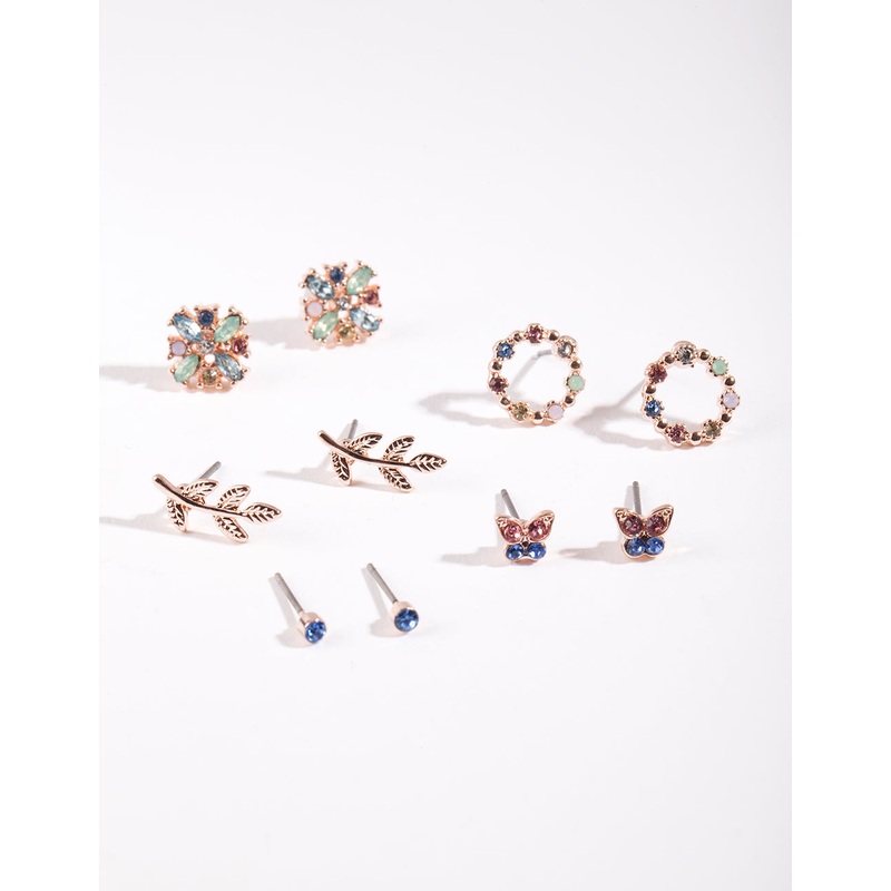 Rose Gold Butterfly Earring 5-Pack