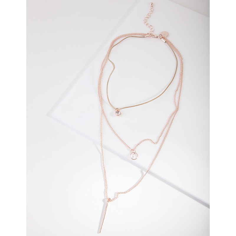 Rose Gold Diamante & Stick Layer Choker