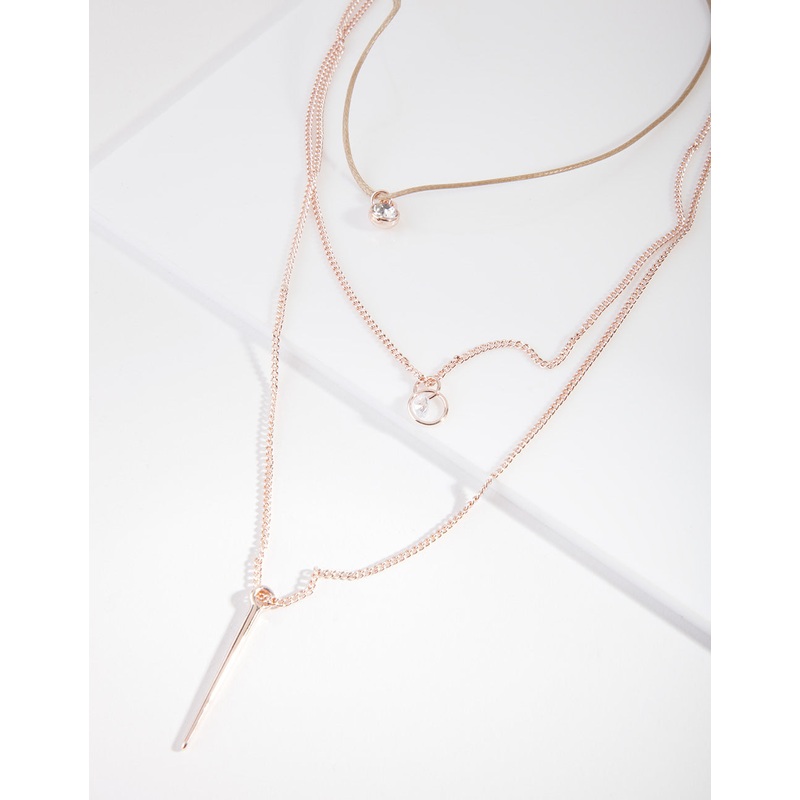 Rose Gold Diamante & Stick Layer Choker