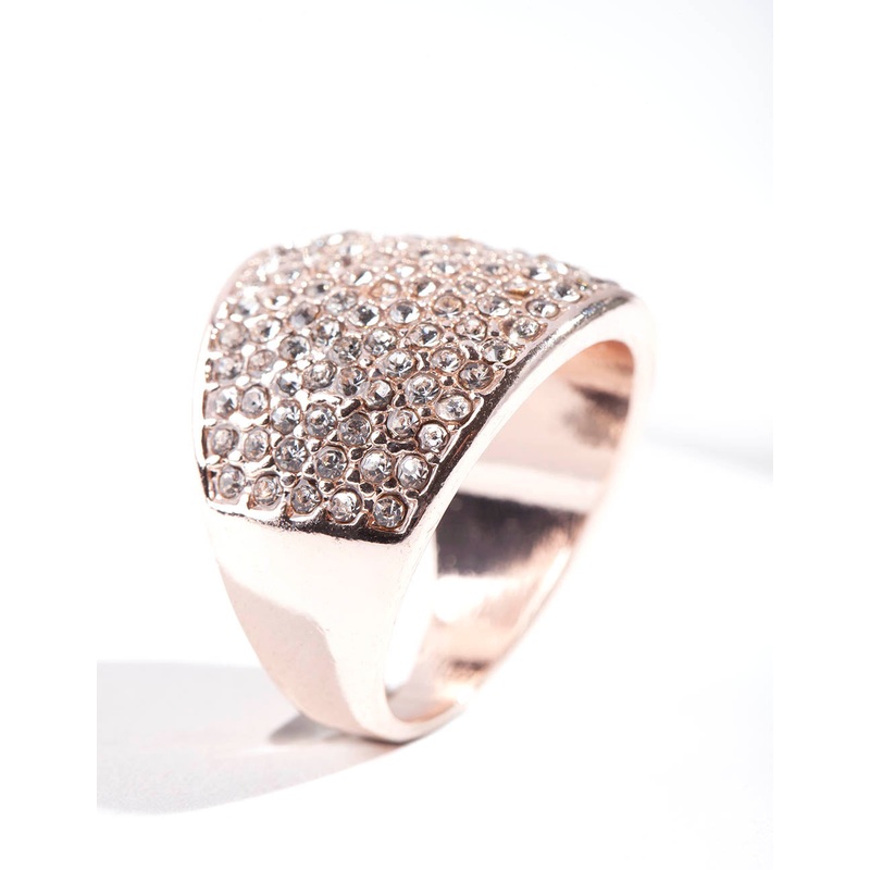 Rose Gold Pave Diamante Dome ring