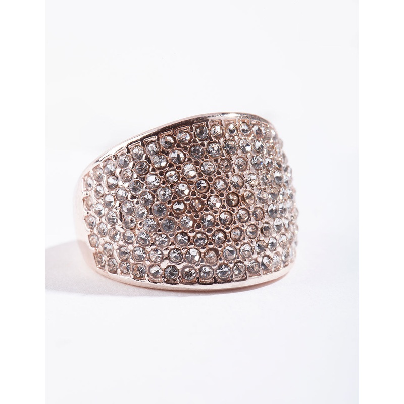 Rose Gold Pave Diamante Dome ring