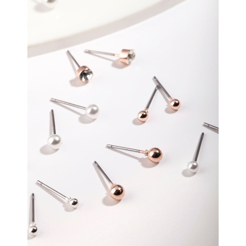 Rose Gold Tiny Diamante Earring 12-Pack