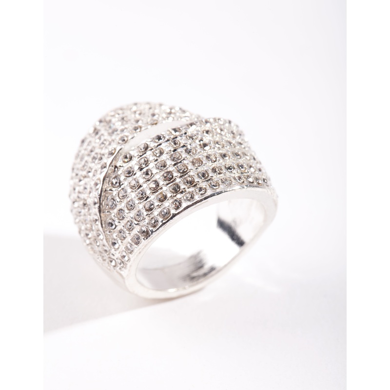 Silver Diamante Fold Ring|SM|ML