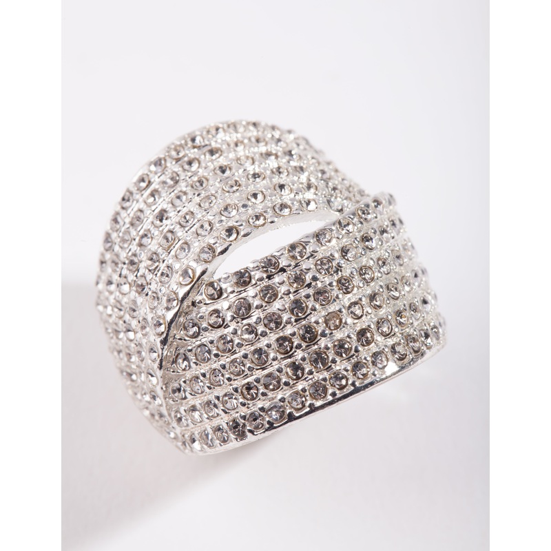 Silver Diamante Fold Ring|SM|ML