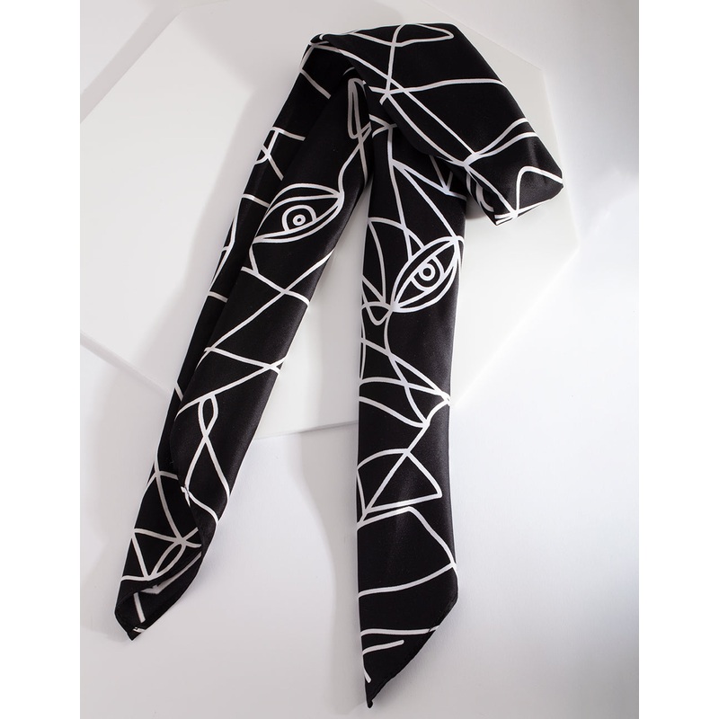 Black White Face Print Scarf