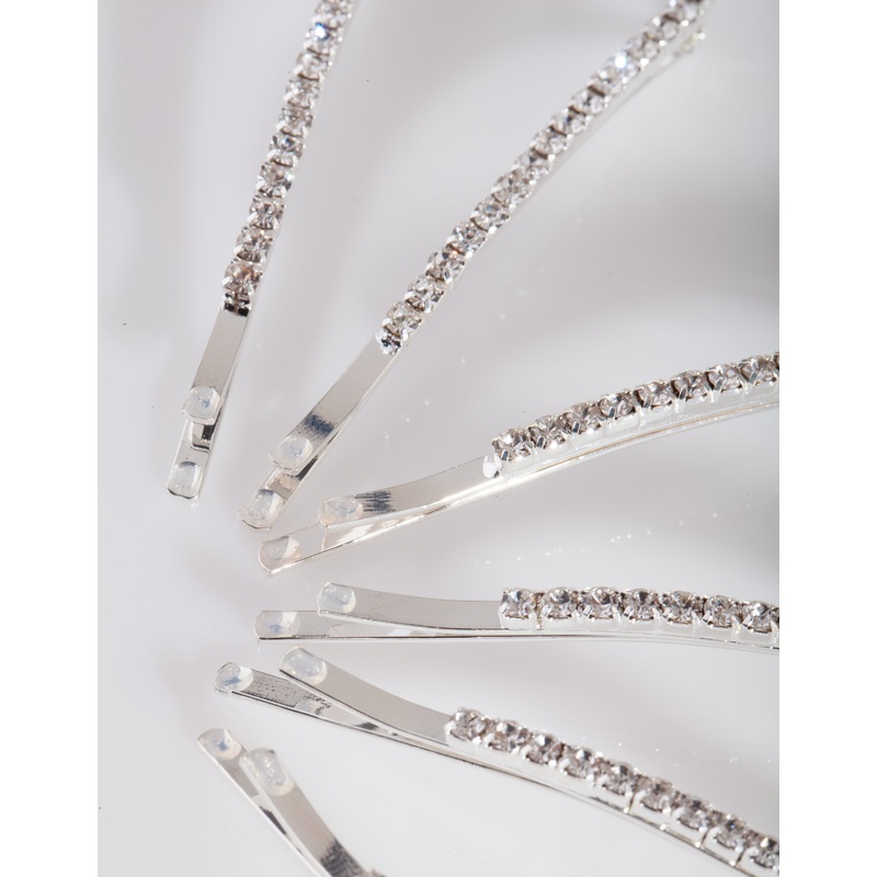 Crystal Silver Hair Pin 6-Pack
