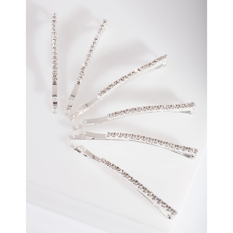 Crystal Silver Hair Pin 6-Pack