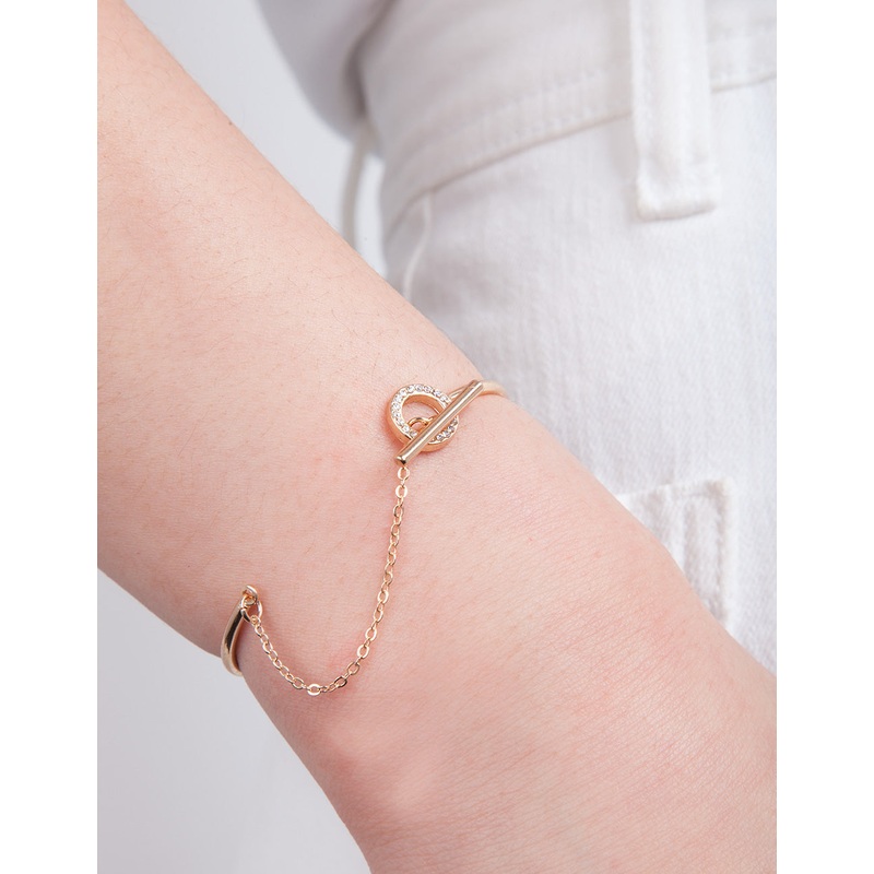 Gold Diamante Link Cuff Bracelet