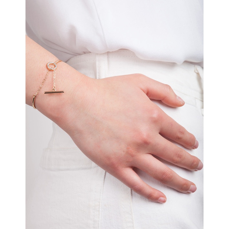Gold Diamante Link Cuff Bracelet