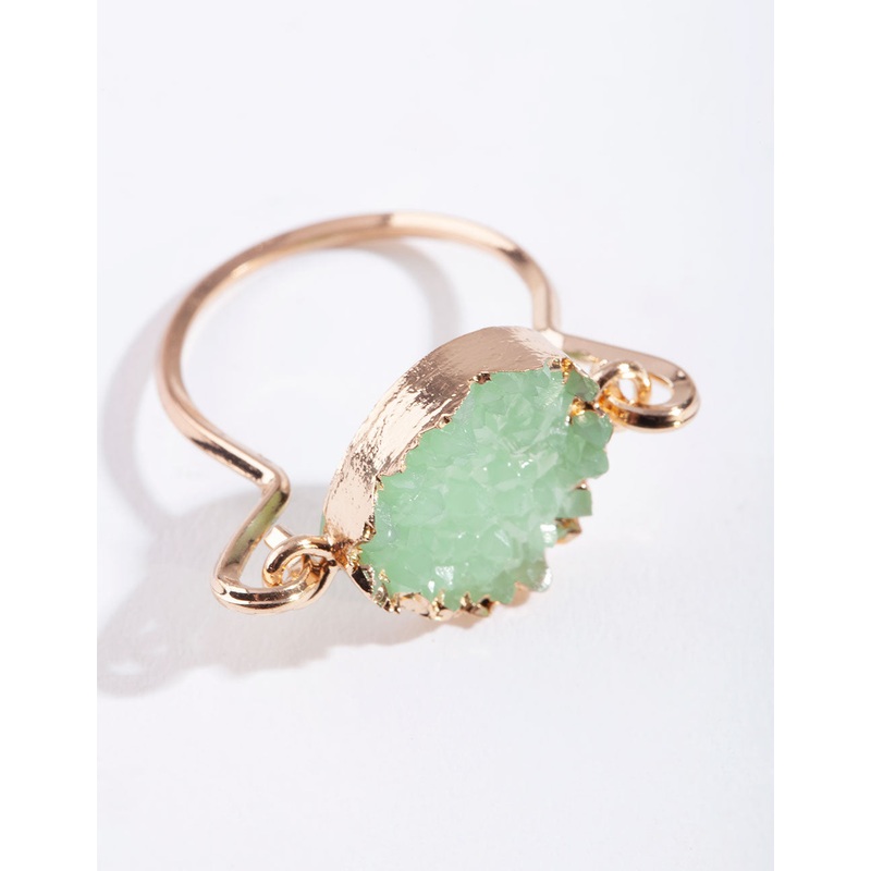 Gold Jade Druzy Ring|SM|ML
