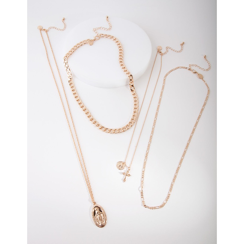 Gold Multi Layered Pendant Necklace