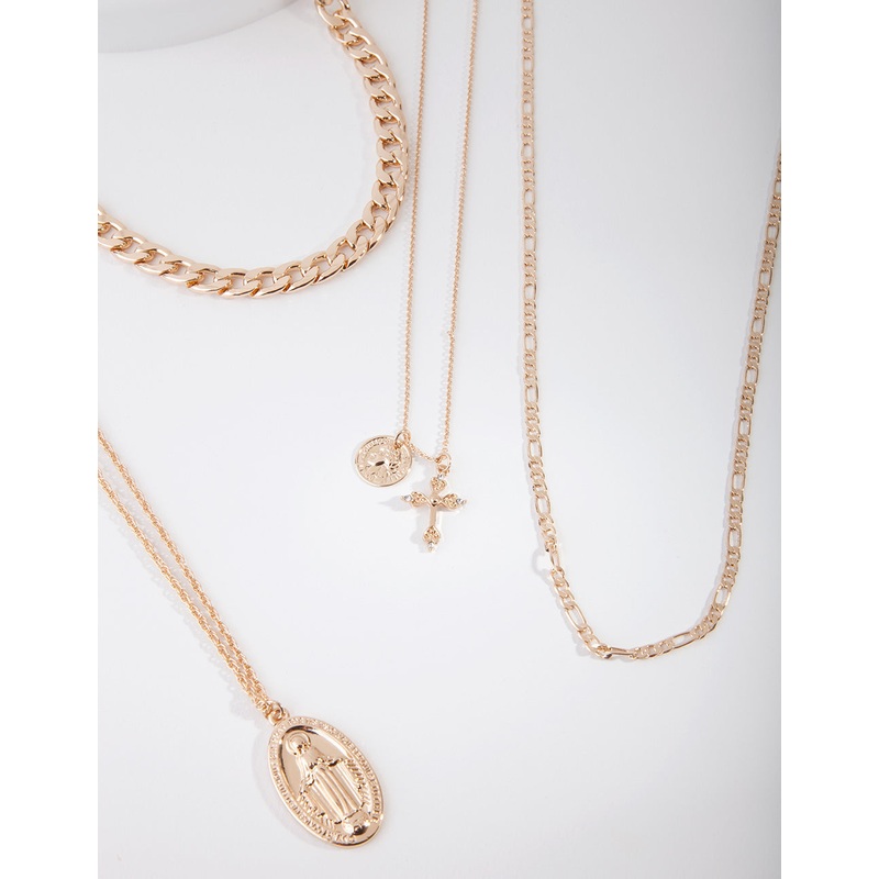 Gold Multi Layered Pendant Necklace