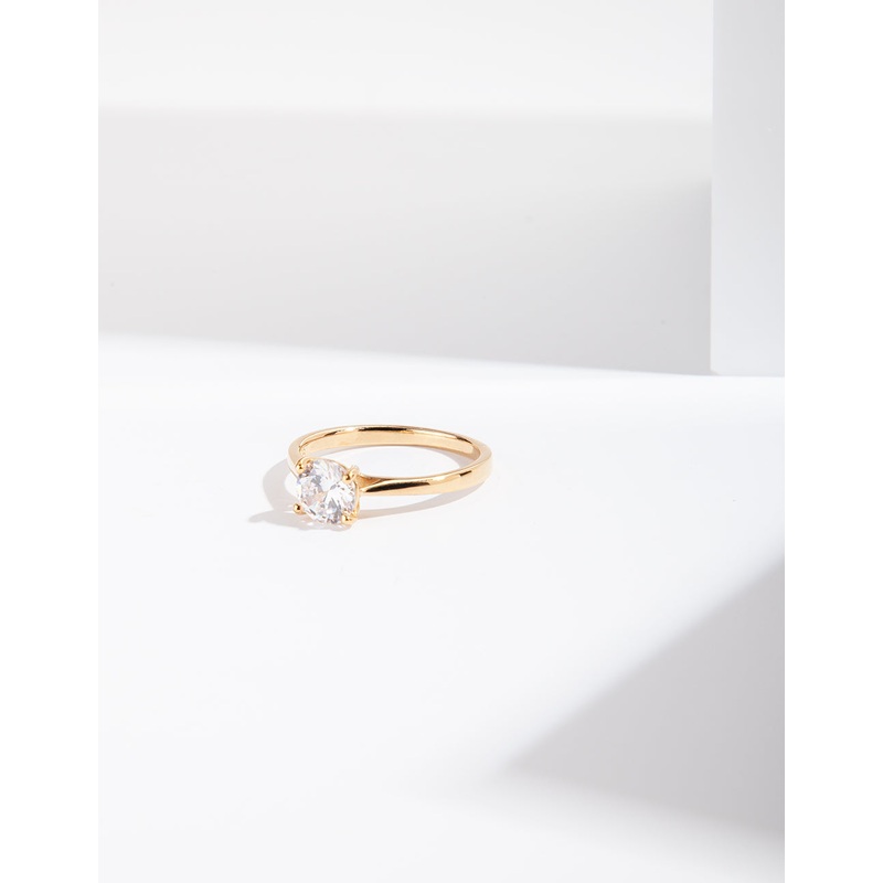 Gold Plated Sterling Silver Round Engagement Ring