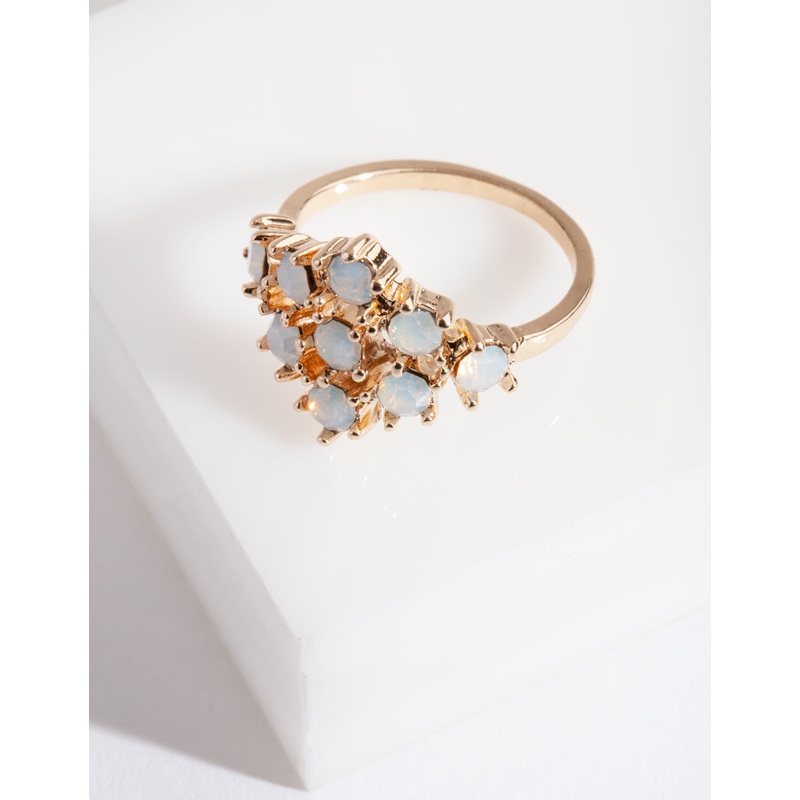Gold White Stone Ring|SM|ML
