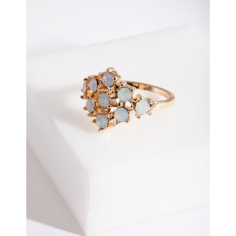 Gold White Stone Ring|SM|ML