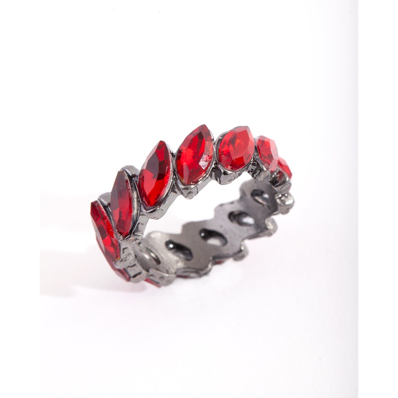 Gunmetal Navette Stone Band Ring