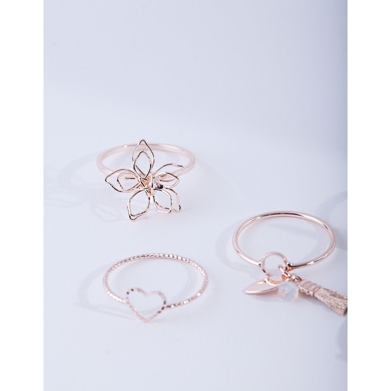 Rose Gold Nature Shapes Ring Pack