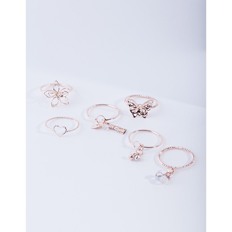 Rose Gold Nature Shapes Ring Pack