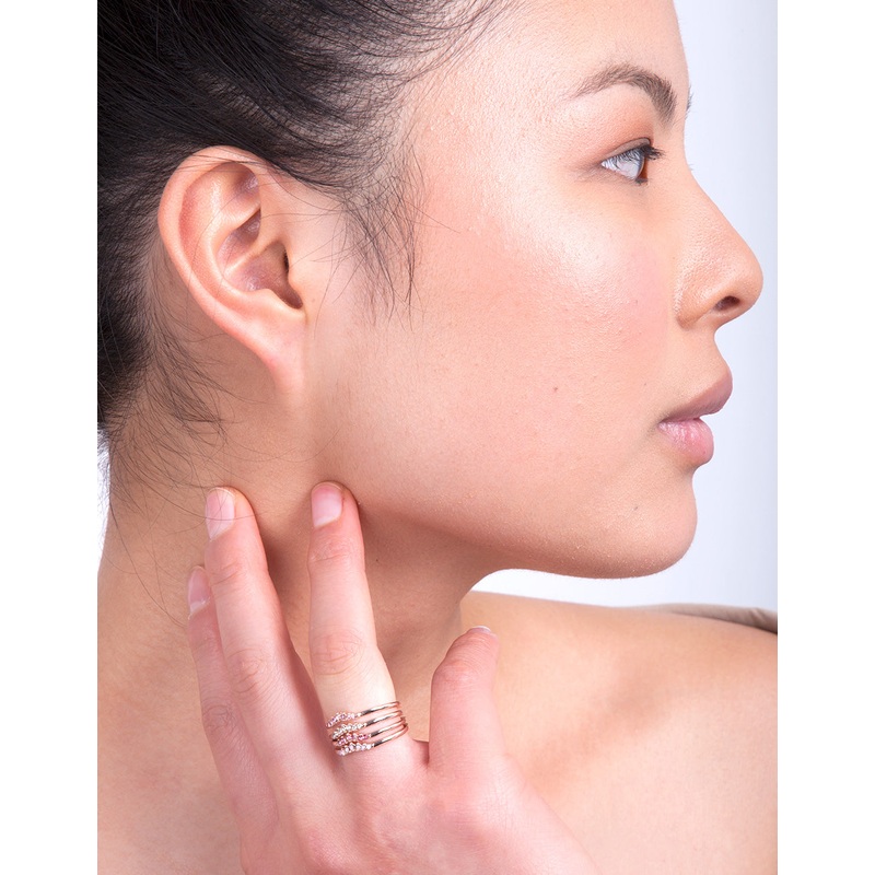 Rose Gold Ombre Diamante Ring Stack