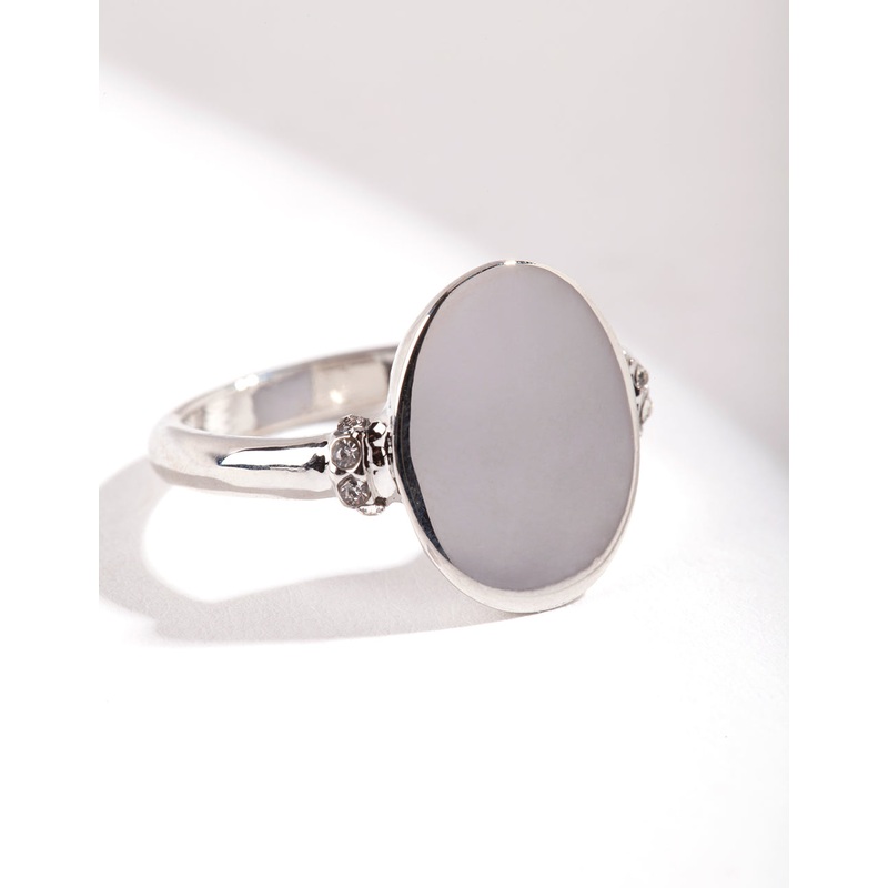 Silver Oval Shape Signet Ring|SM|ML