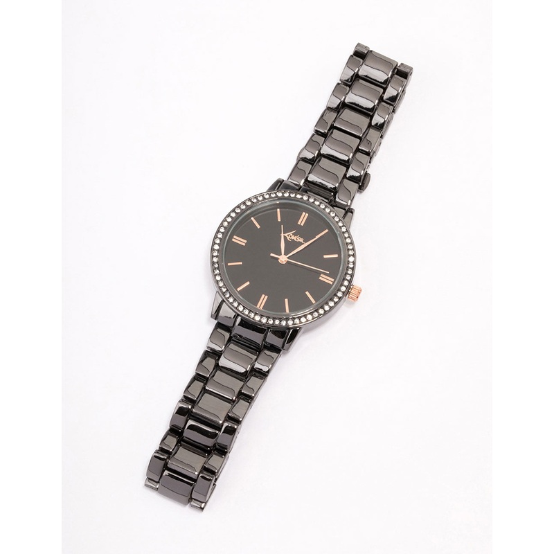 Black Crystal Bezel Watch